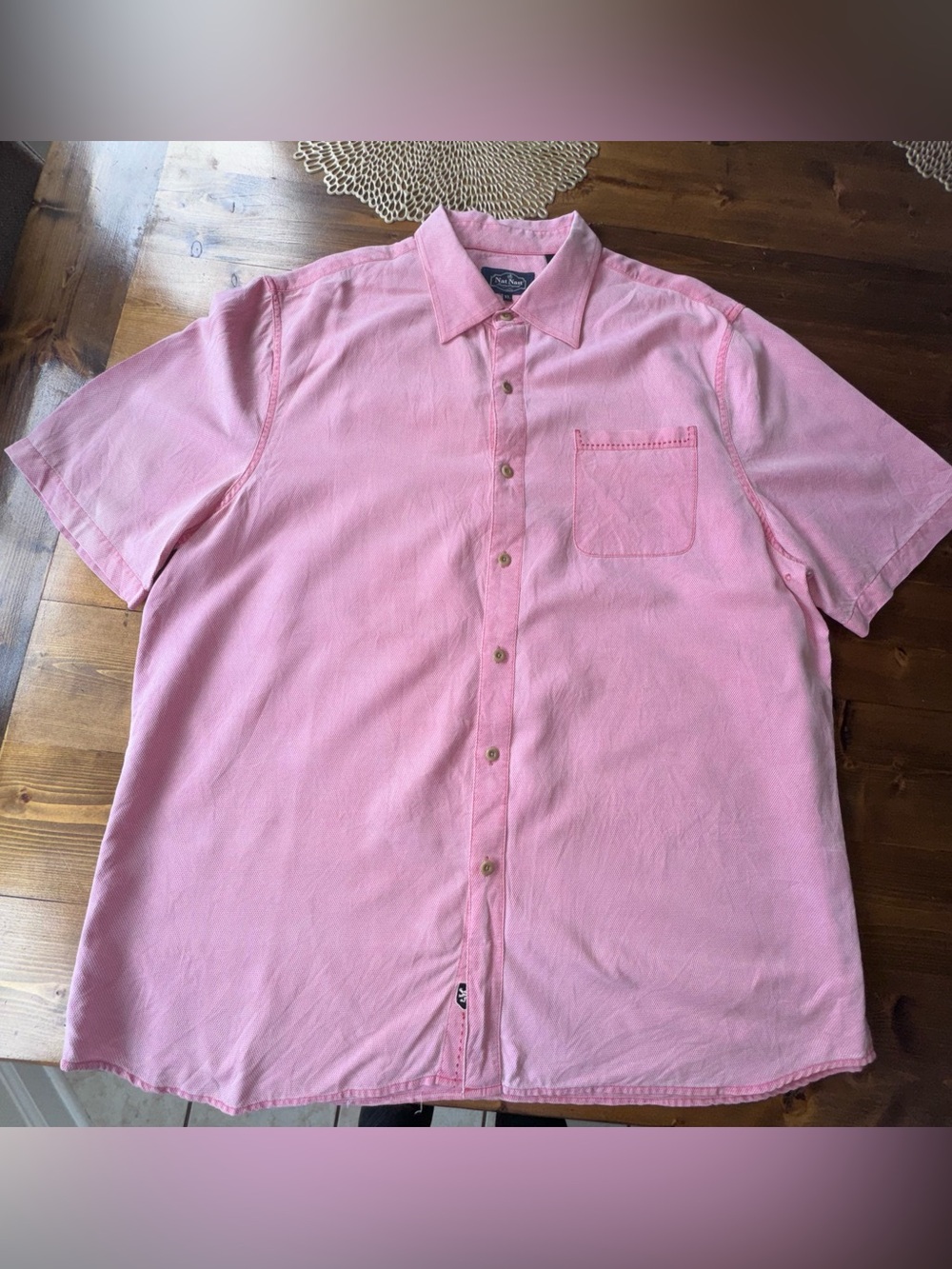 Nat Nast Luxury Originals Men’s XL Pink Silk Cotton Shirt